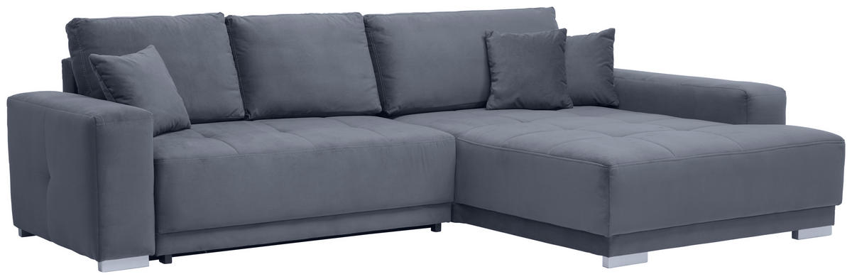 ECKSOFA in Samt Grau  - Silberfarben/Grau, Design, Holz/Textil (293/195cm) - Cantus