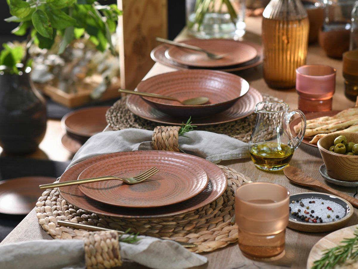 TAFELSERVICE Braun, Terracotta Neapel Terra 12-teilig  - Terracotta/Braun, Basics, Keramik - Creatable