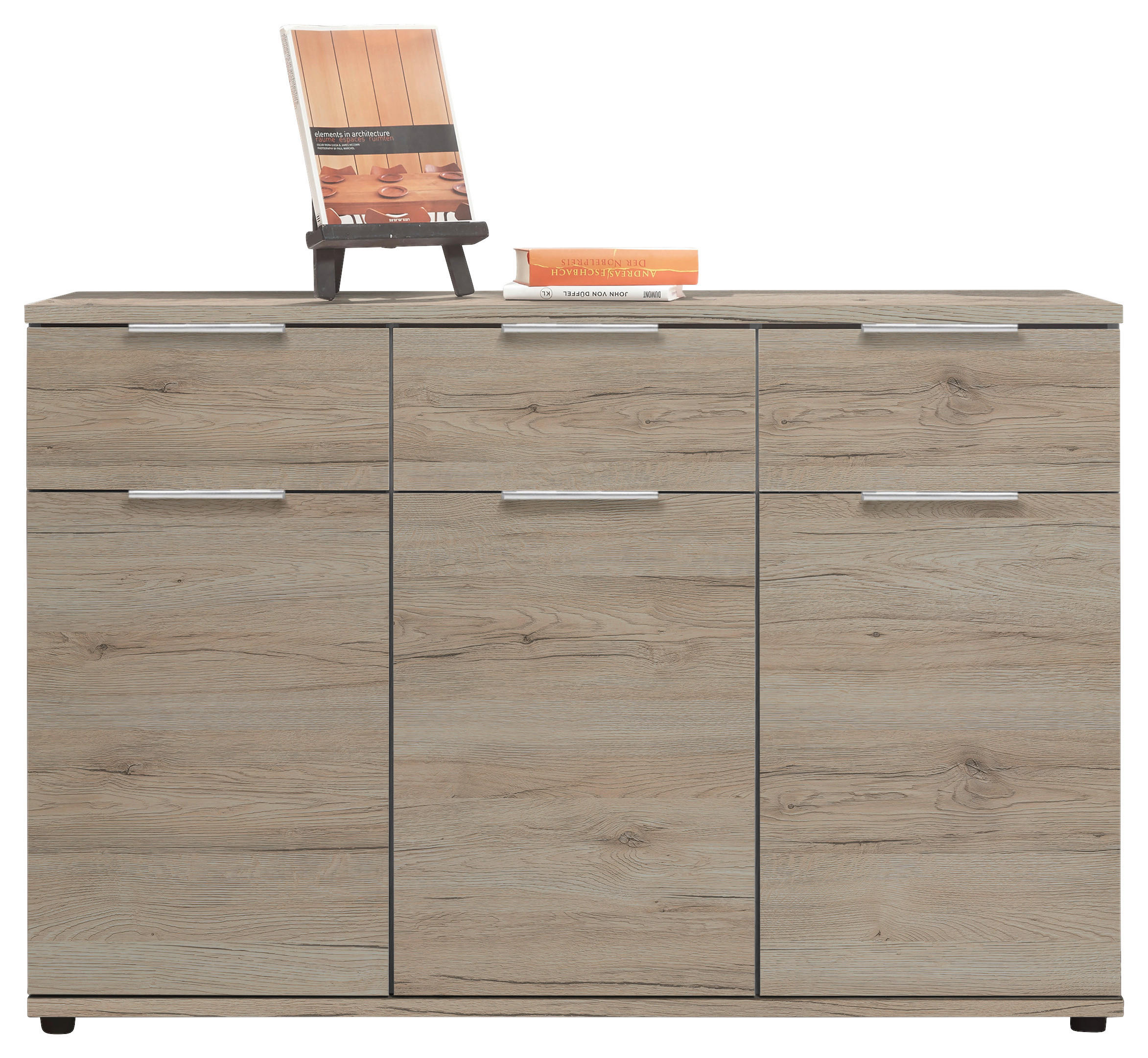 SIDEBOARD  in 135/91/40 cm  - Alufarben/Schwarz, LIFESTYLE, Holzwerkstoff/Kunststoff (135/91/40cm) - Ti'me