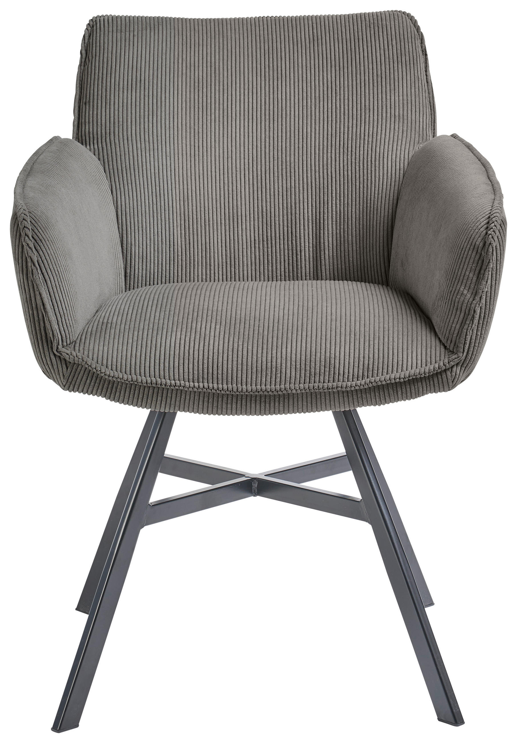 ARMLEHNSTUHL  in Cord  - Schwarz/Grau, Design, Textil/Metall (60/84/65cm) - SetOne by Musterring