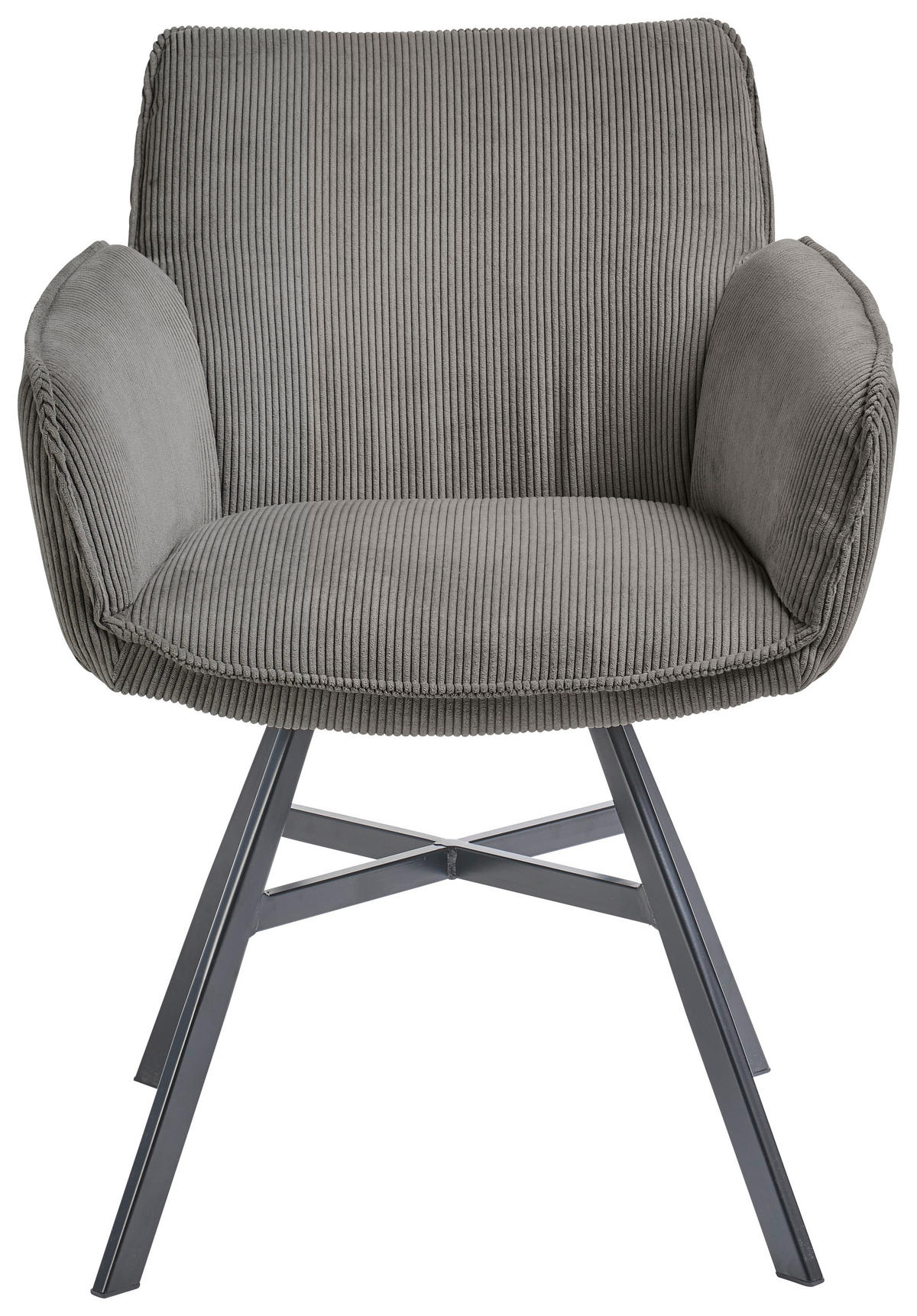 ARMLEHNSTUHL  in Cord  - Schwarz/Grau, Design, Textil/Metall (60/84/65cm) - SetOne by Musterring