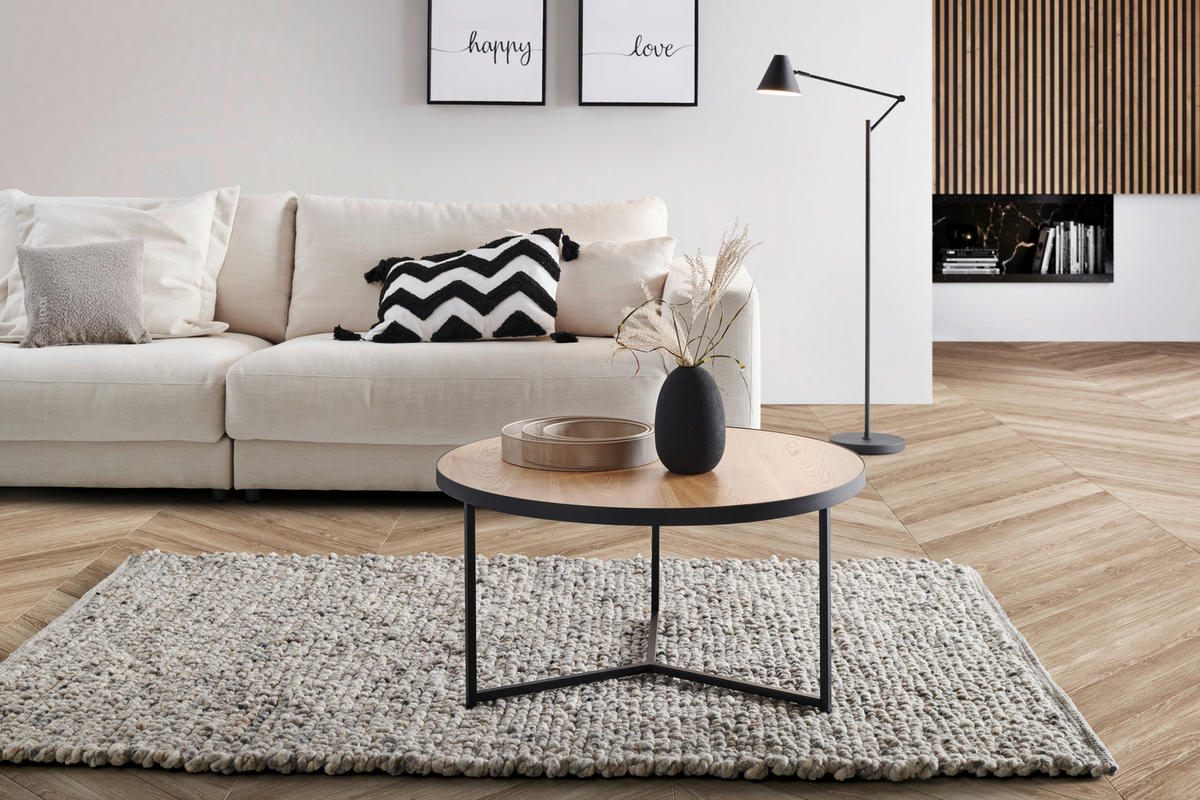 KONFERENČNÍ STOLEK, černá, barvy jasanu, dřevo, kov, kompozitní dřevo, 80/80/40 cm - černá/barvy jasanu, Design, kov/dřevo (80/80/40cm) - MID.YOU