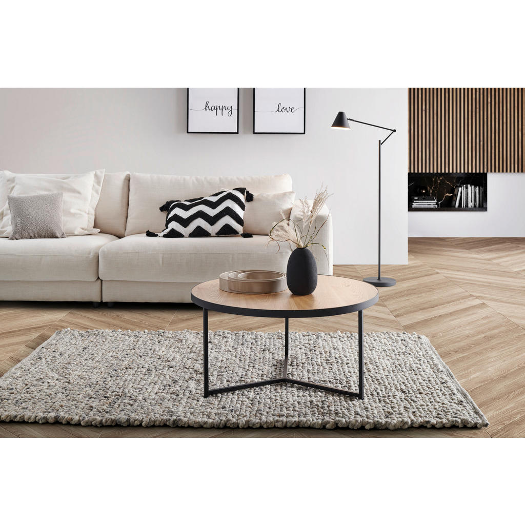 Thumbnail - Mid.you Couchtisch, Schwarz, Esche, Holz, Metall, Holzwerkstoff, Esche, furniert, rund, eckig, 80x40x80 cm, einfacher Au...