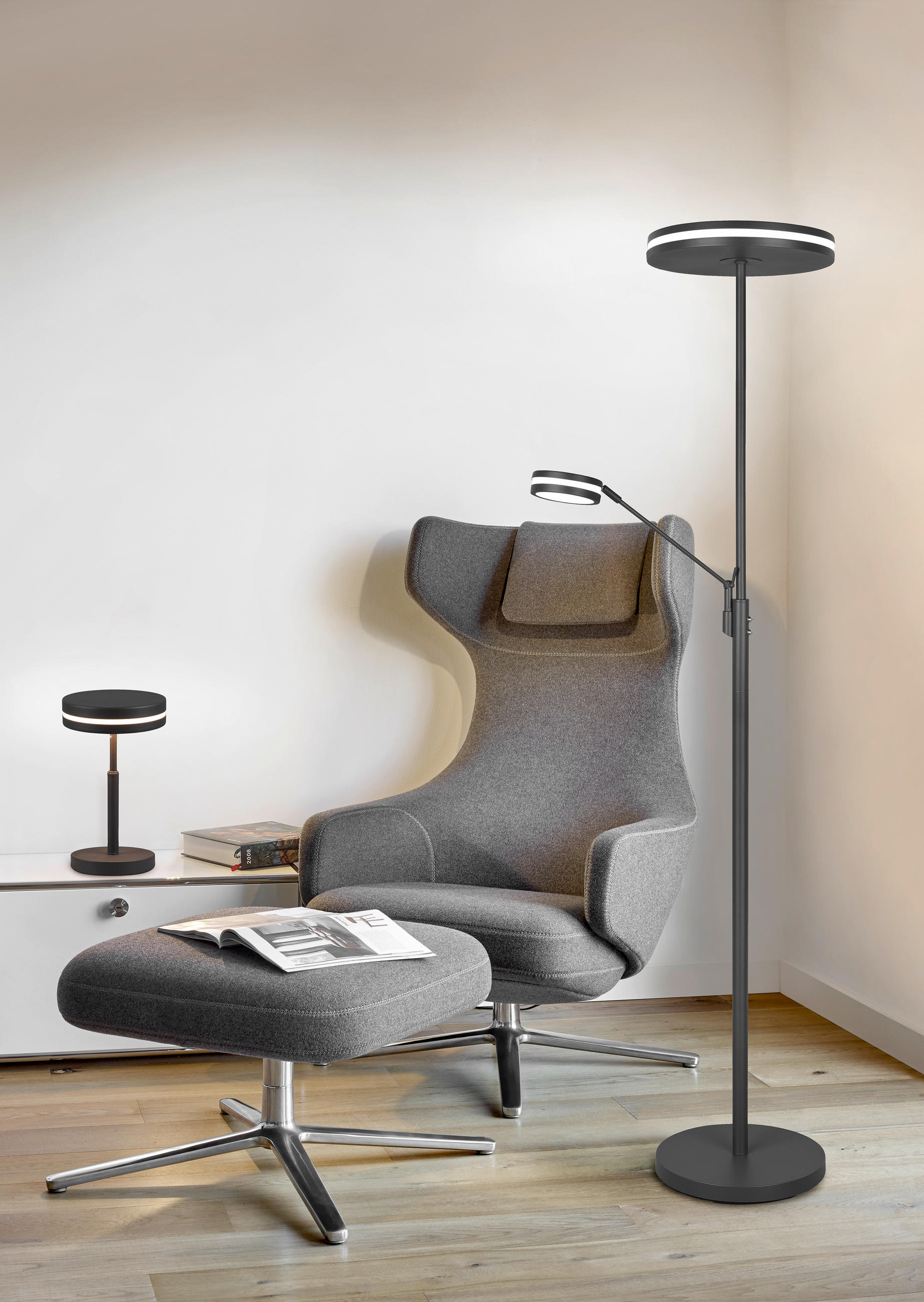 LED-STEHLEUCHTE 35,2/181 cm    - Anthrazit, Design, Metall (35,2/181cm) - Trio Leuchten