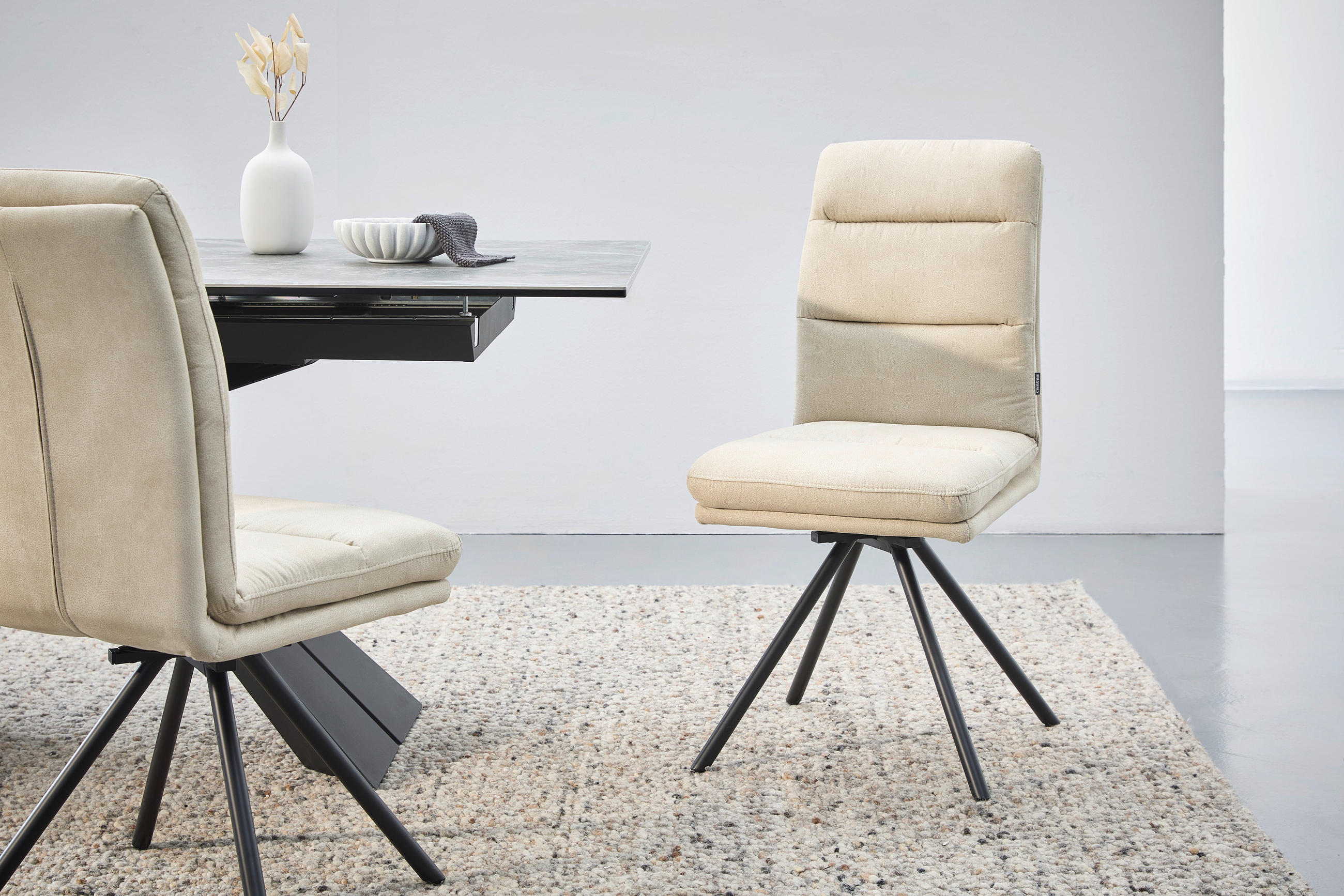 STUHL - Beige/Schwarz, Design, Textil/Metall (46/92,5/65cm) - Cantus
