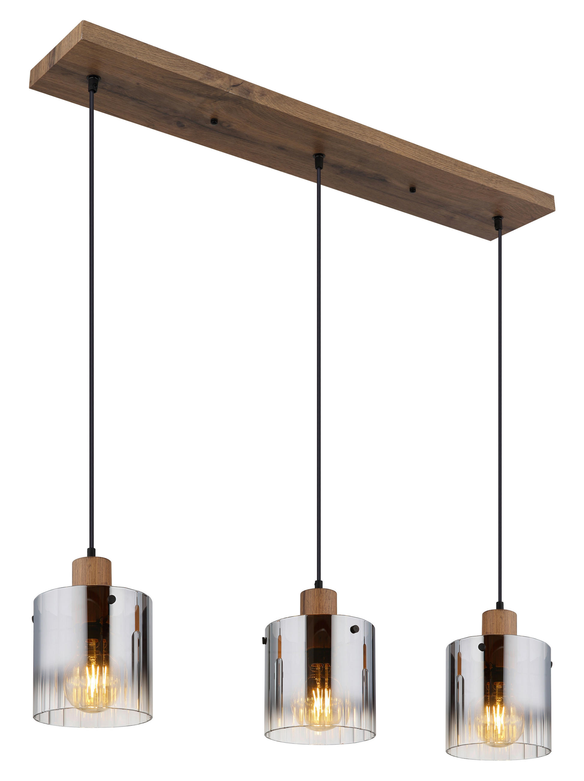 HÄNGELEUCHTE 100/18/120 cm  - Dunkelbraun/Schwarz, Natur, Glas/Holzwerkstoff (100/18/120cm)
