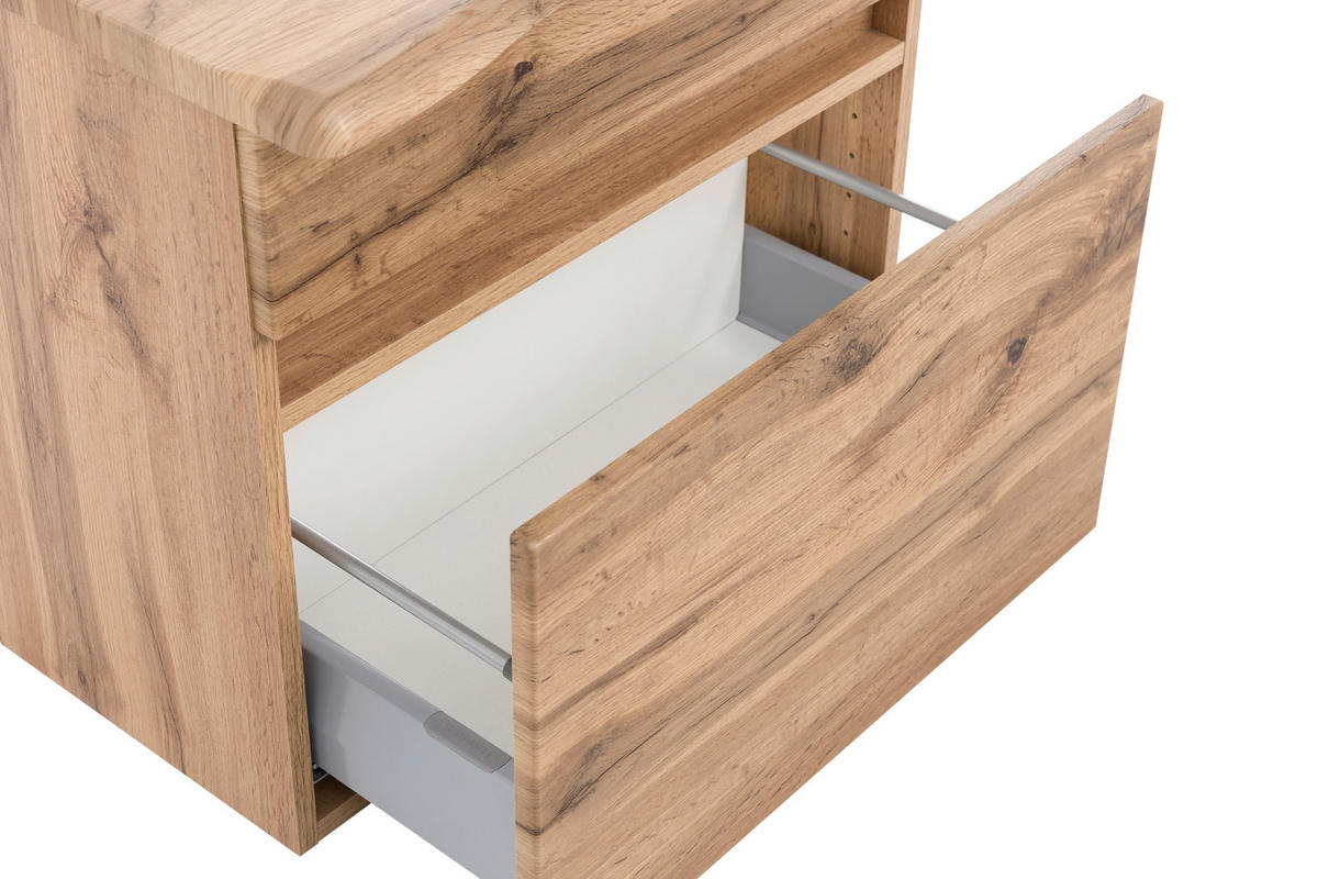 WASCHBECKENUNTERSCHRANK 61/55/40 cm  - Eiche Wotan/Silberfarben, Natur, Holzwerkstoff/Kunststoff (61/55/40cm) - Xora