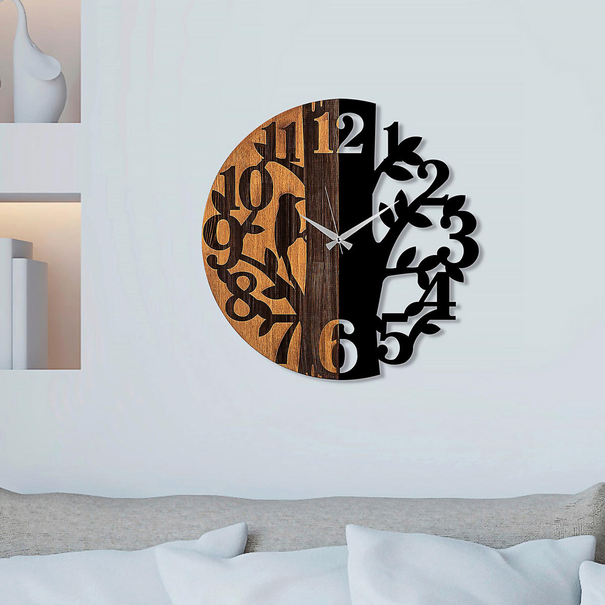 WANDUHR Schwarz, Walnussfarben 56/56/3 cm  - Walnussfarben/Schwarz, LIFESTYLE, Metall (56/56/3cm)
