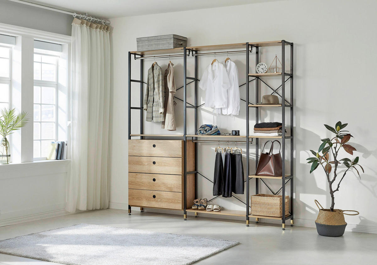 SCHUBLADENSET 80/44/32 cm   - Schwarz/Naturfarben, Design, Holzwerkstoff/Metall (80/44/32cm) - Livetastic