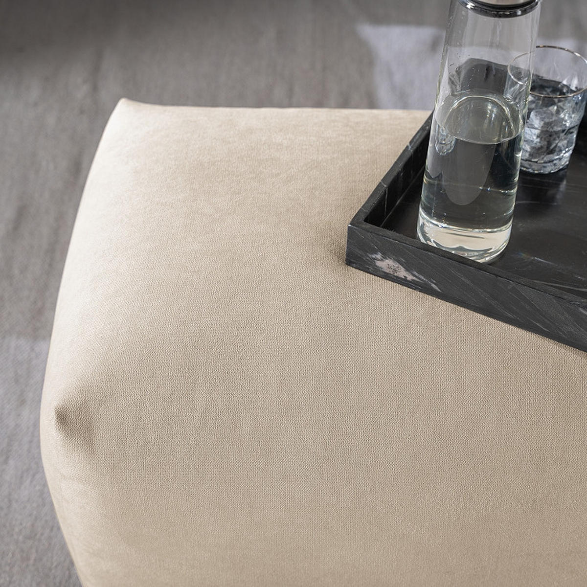 HOCKER in Textil Taupe  - Taupe/Schwarz, MODERN, Kunststoff/Textil (102/41/52cm) - Trendmanufaktur