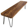 SITZBANK 120/45/40 cm Sheeshamfarben Sheesham massiv Metall  - Sheeshamfarben/Schwarz, MODERN, Holz/Metall (120/45/40cm) - MID.YOU