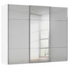SCHWEBETÜRENSCHRANK in Grau, Weiss  - Chromfarben/Weiss, Konventionell, Glas/Holzwerkstoff (301/223/68cm) - Novel