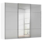 SCHWEBETÜRENSCHRANK 301/223/68 cm 3-türig Grau, Weiß  - Chromfarben/Weiß, KONVENTIONELL, Glas/Holzwerkstoff (301/223/68cm) - Novel