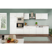KÜCHENBLOCK 340 cm   in Weiß, Eichefarben  - Eichefarben/Weiß, Design, Holzwerkstoff/Metall (340cm) - Respekta