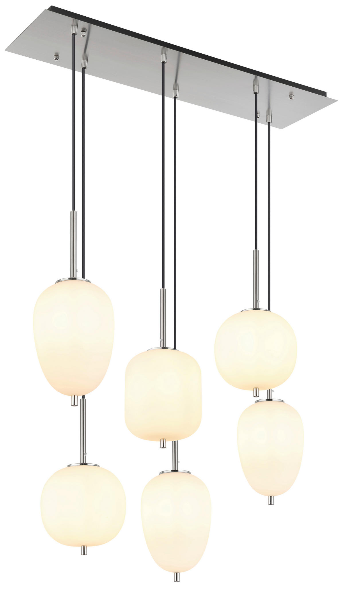 HÄNGELEUCHTE 80/34/120 cm    - Opal/Nickelfarben, Basics, Glas/Metall (80/34/120cm) - Globo