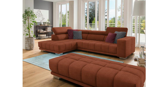 ECKSOFA in Chenille Terracotta  - Chromfarben/Terracotta, Design, Textil (207/301cm) - Xora