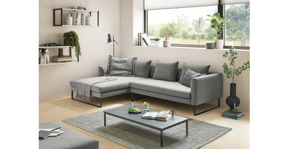 ECKSOFA in Cord Dunkelgrau  - Dunkelgrau/Schwarz, KONVENTIONELL, Textil/Metall (178/284cm) - Hom`in