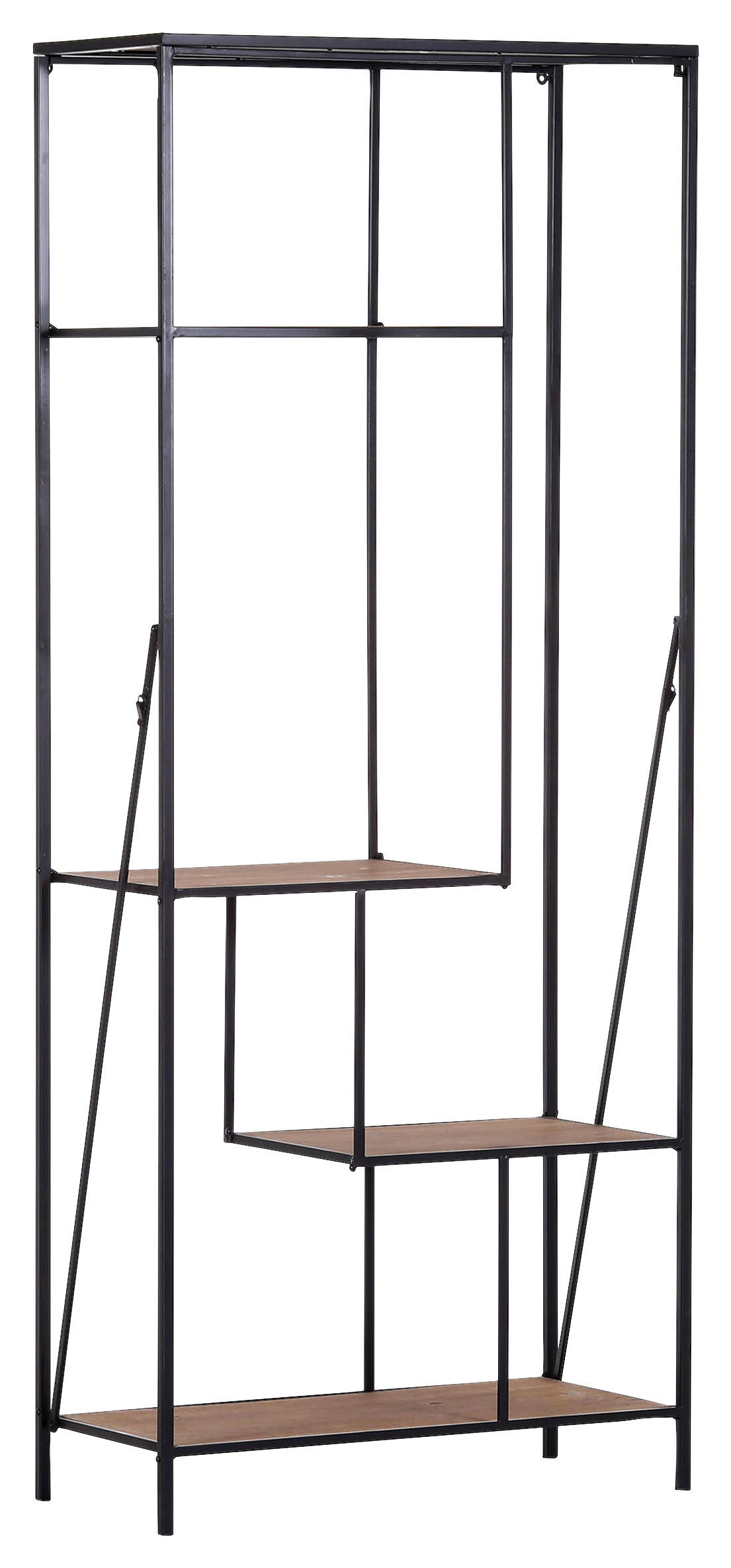 REGÁLOVÝ DIEL, prírodné farby, čierna, železo, 77/185/35 cm - prírodné farby/čierna, Konventionell, kov/kompozitné drevo (77/185/35cm) - Linea Natura