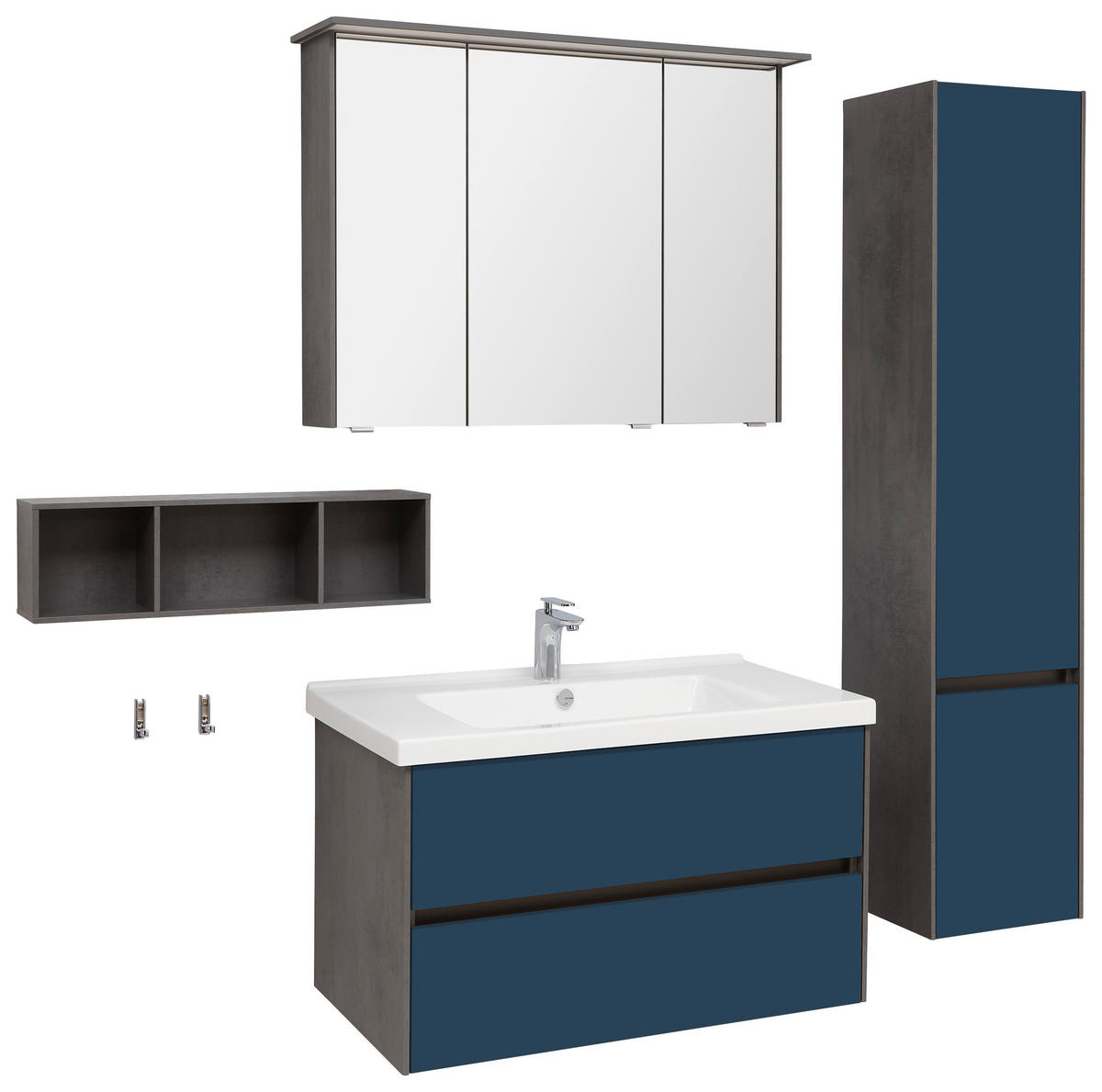 BADEZIMMER  in 92 cm  - Blau/Dunkelgrau, KONVENTIONELL, Glas/Keramik (92cm) - Dieter Knoll