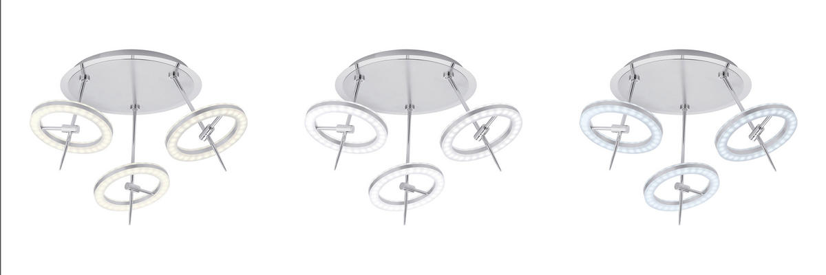 LED-DECKENLEUCHTE 55/55/35,5 cm  - Edelstahlfarben, Design, Kunststoff/Metall (55/55/35,5cm) - Just Light