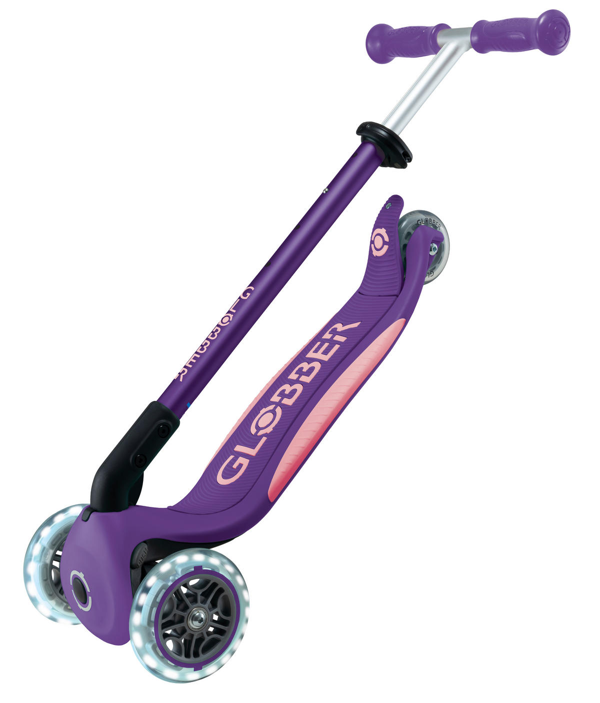 KINDERSCOOTER PRIMO FOLDABLE PLUS LIGHTS  - Hellrosa/Lila, LIFESTYLE, Kunststoff (57,5/28/82,5cm) - GLOBBER