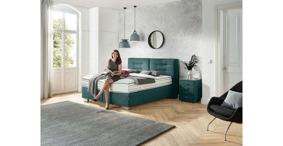 BOXSPRINGBETT 200/200 cm  in Petrol  - Chromfarben/Petrol, KONVENTIONELL, Textil (200/200cm) - Dieter Knoll