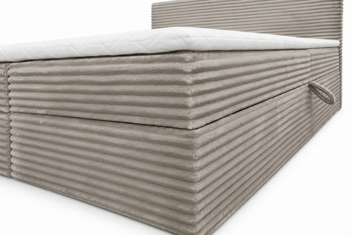 BOXBETT 180/200 cm,  in Grau, Bettkasten, Topper, H3 + H3 = fest  - Chromfarben/Grau, MODERN, Holz/Kunststoff (180/200cm) - MID.YOU
