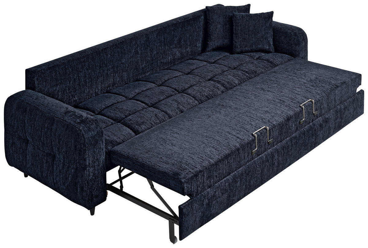 SCHLAFSOFA in Textil Dunkelblau  - Schwarz/Dunkelblau, Design, Holz/Textil (236/88/101cm) - Stylife