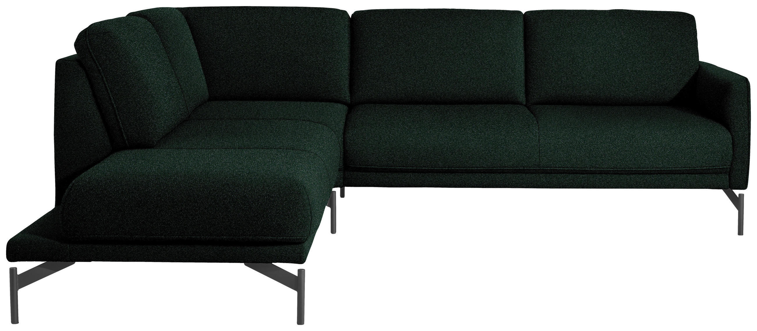 ECKSOFA in Flachgewebe, Struktur Dunkelgrün  230/254 cm  - Dunkelgrün/Anthrazit, Design, Textil/Metall (230/254cm) - Johann Jakob