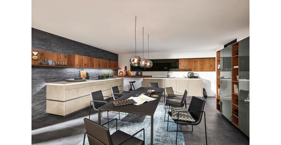 EINBAUKÜCHE - Nussbaumfarben/Grau, Design, Holzwerkstoff/Stein - Dieter Knoll