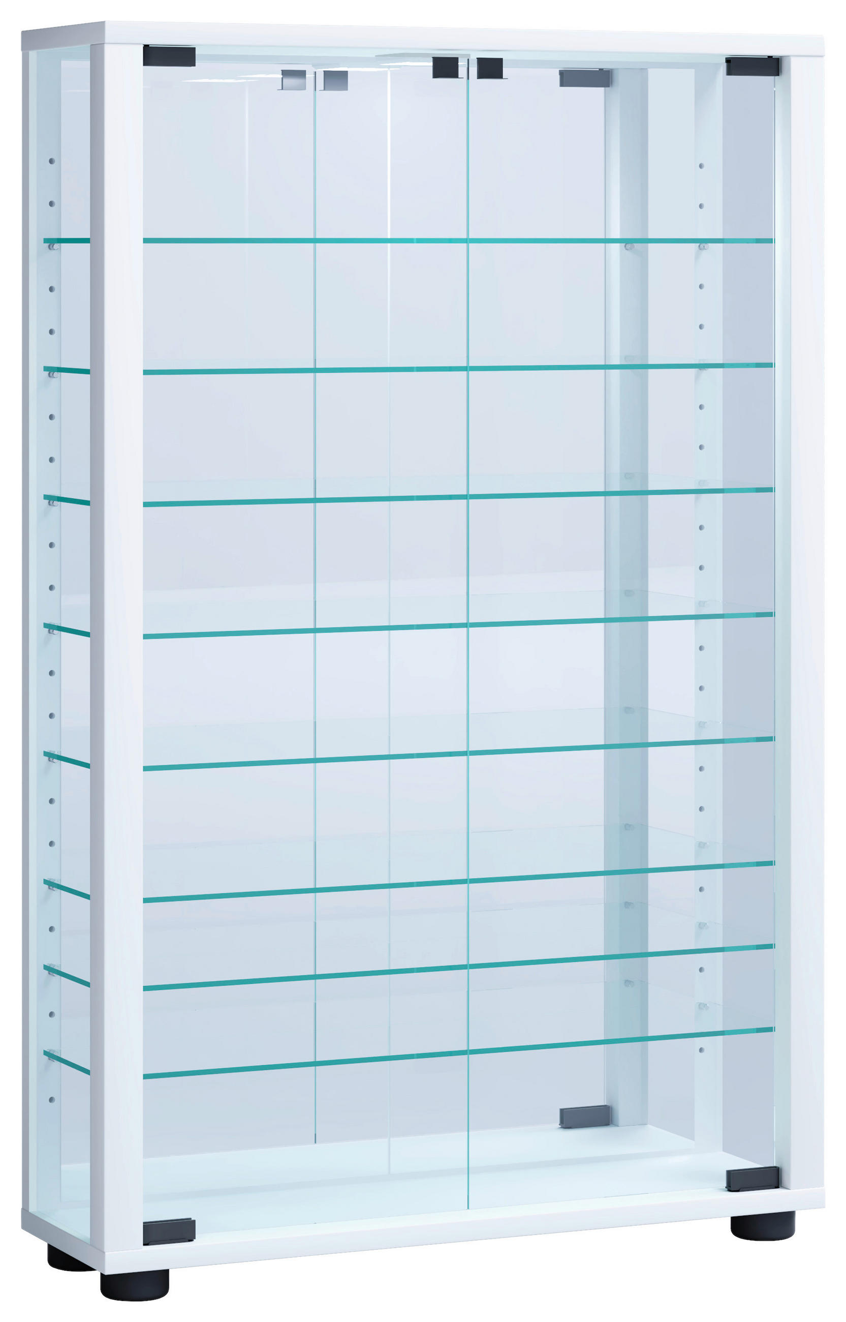 VÄGGHÄNGT VITRINSKÅP i vit   - vit/svart, Modern, trämaterial/glas (59/91,3/18cm) - MID.YOU