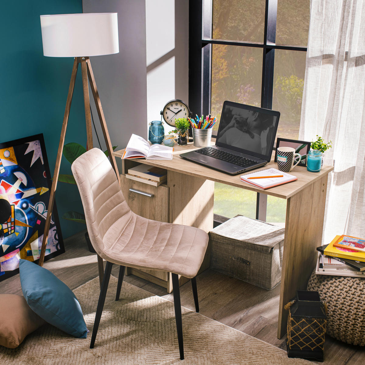 ÍRÓASZTAL 100/74/50 cm  - Sonoma tölgy, Basics, faalapú anyag (100/74/50cm) - Xora