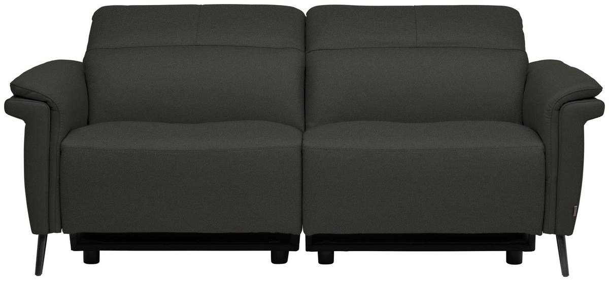 3-SITZER-SOFA Echtleder Mokka  - Schwarz/Mokka, Design, Leder/Metall (210/79/104cm) - Belluti