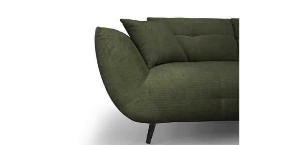 ECKSOFA Dunkelgrün Chenille Armlehnenkissen, Rücken echt, Sitztiefenverstellung  - Dunkelgrün/Schwarz, KONVENTIONELL, Textil/Metall (313/215cm) - Hom`in