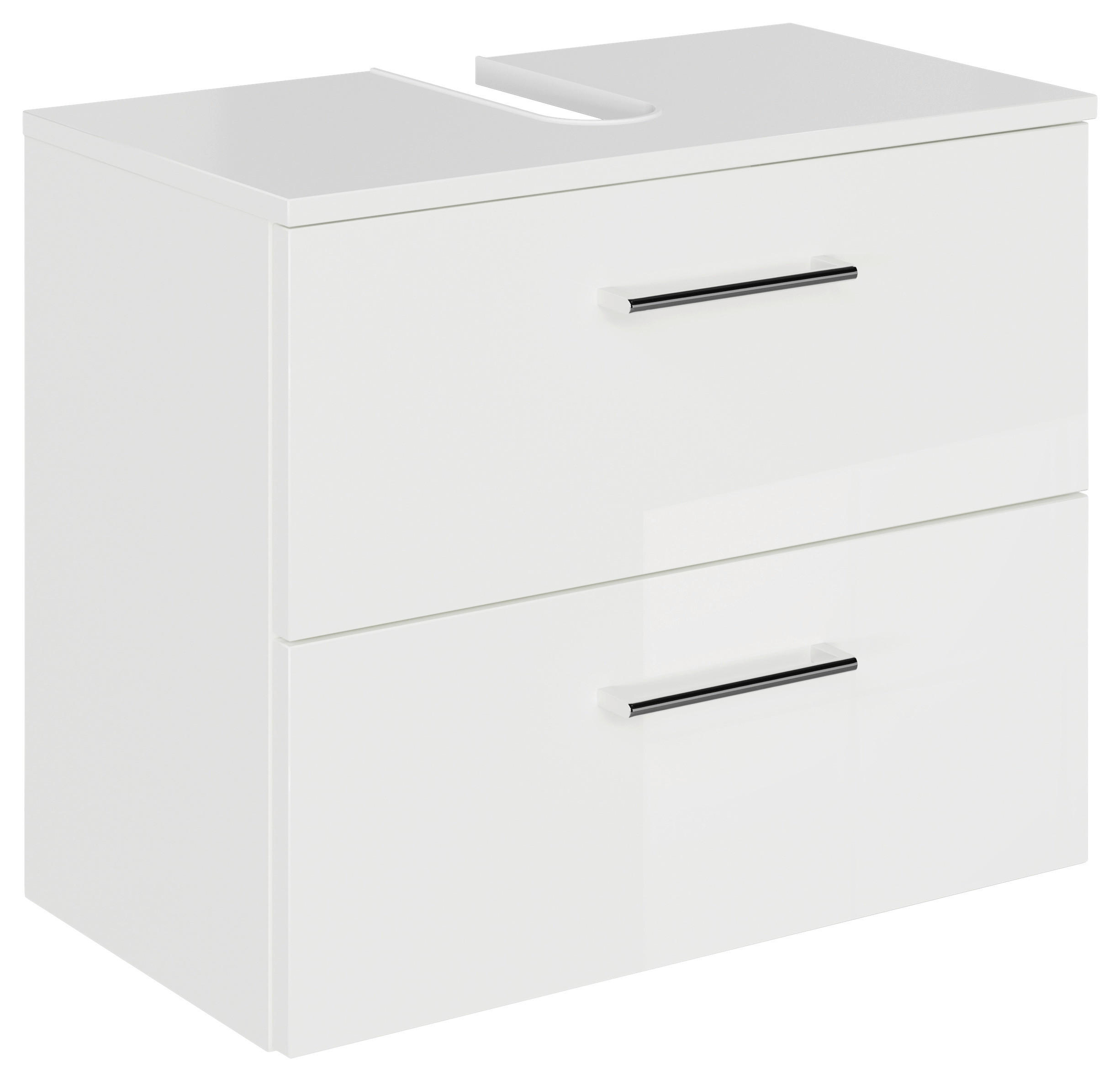 WASCHBECKENUNTERSCHRANK 60/49,8/33,3 cm  - Chromfarben/Weiß Hochglanz, KONVENTIONELL, Holzwerkstoff/Metall (60/49,8/33,3cm) - Sadena