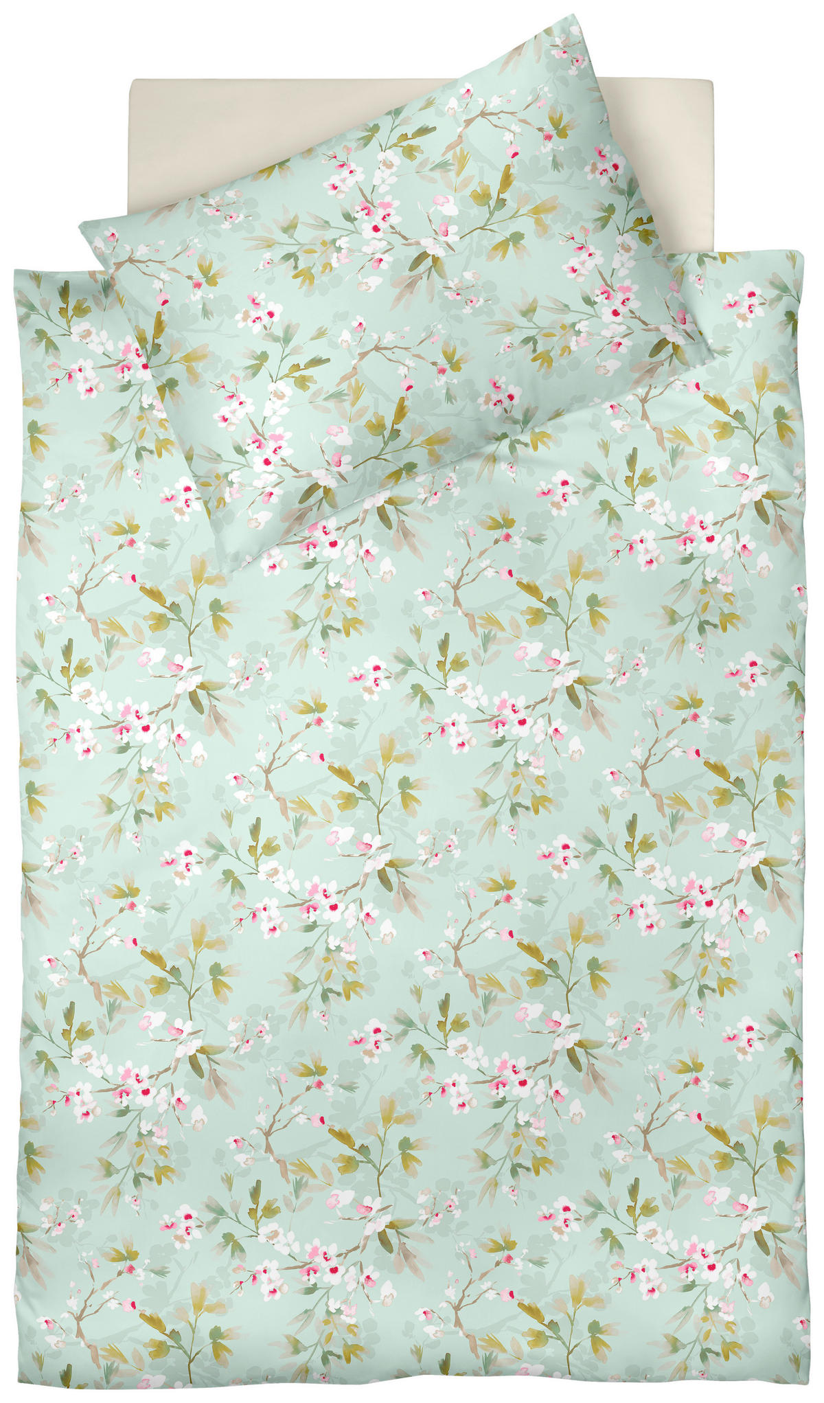 POSTEĽNÁ BIELIZEŇ, makosatén, tyrkysová, biela, bobuľová, kari žltá, olivovozelená, 140/200 cm  - olivovozelená/biela, Basics, textil (140/200cm) - Fleuresse