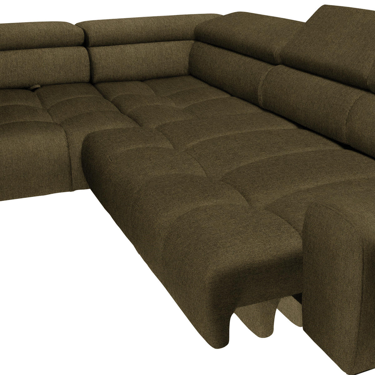 ECKSOFA in Webstoff Olivgrün  - Schwarz/Olivgrün, Design, Textil/Metall (216/300cm) - Welnova