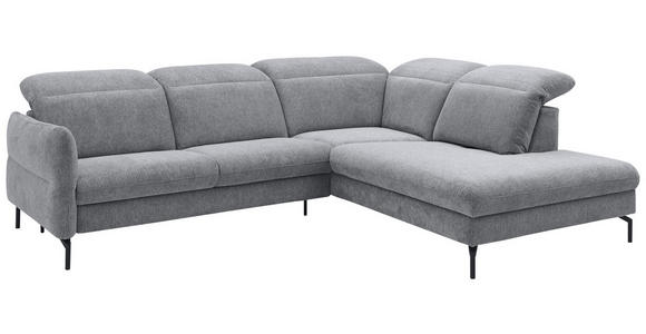 ECKSOFA in Flachgewebe Grau  - Schwarz/Grau, Design, Textil/Metall (299/233cm) - Dieter Knoll