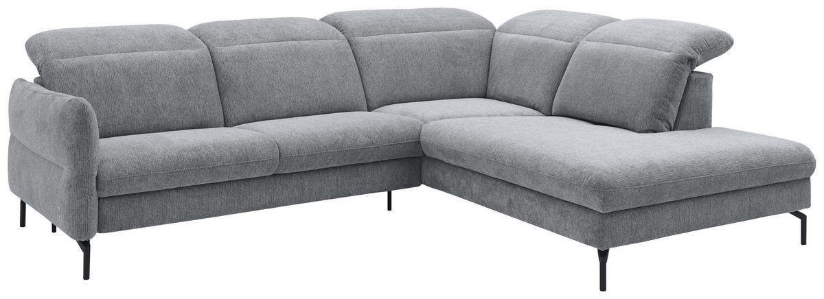 WOHNLANDSCHAFT in Flachgewebe Grau  - Schwarz/Grau, Design, Textil/Metall (299/233cm) - Dieter Knoll
