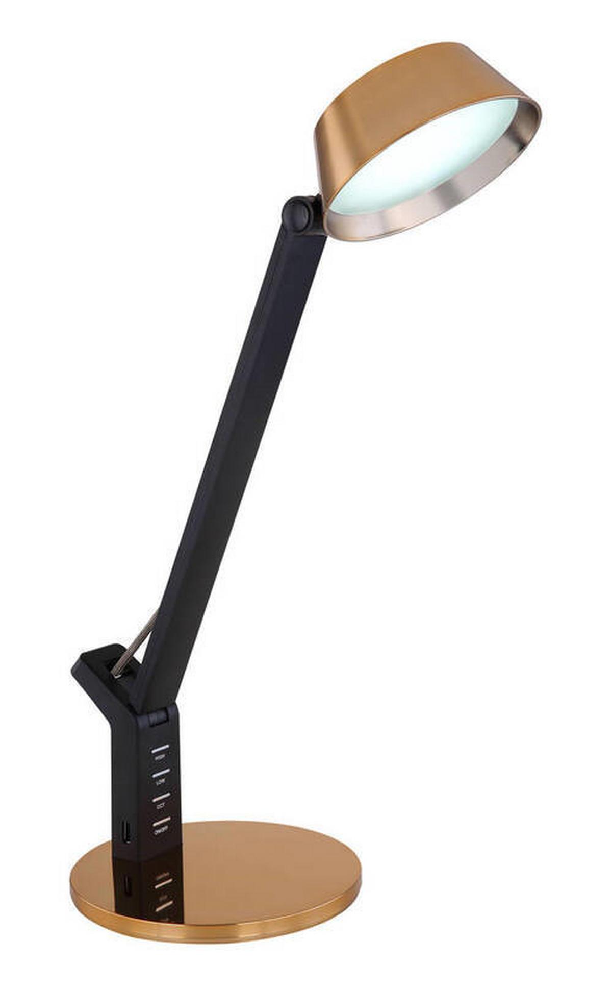 LED ÍRÓASZTALI LÁMPA - fekete/aranyszínű, Basics, műanyag/fém (48/17/51,5cm)