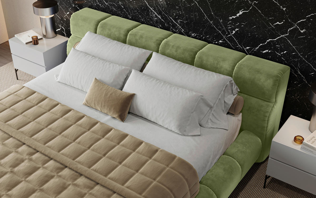 POLSTERBETT 200/200 cm,  in Grasgrün,  - Schwarz/Grasgrün, Design, Textil/Metall (200/200cm) - Belluti