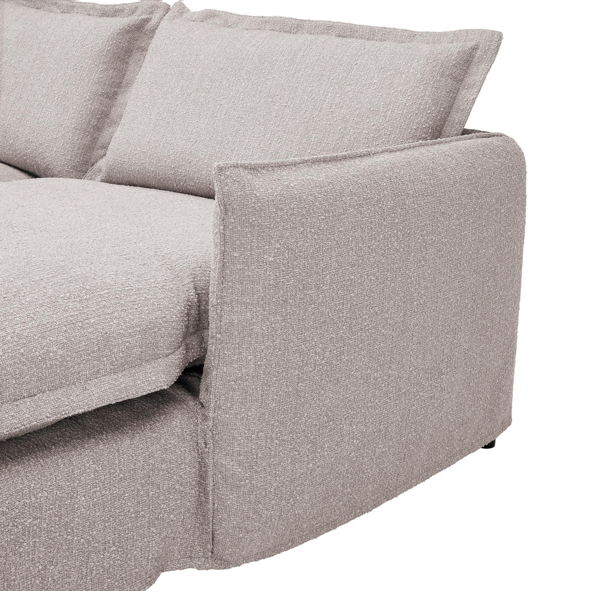 HUSSEN-ECKSOFA in Flachgewebe, Bouclé Beige  - Beige/Schwarz, Trend, Textil/Metall (295/165cm) - Livetastic