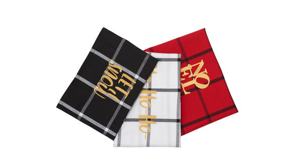 GESCHIRRTUCH-SET 3-teilig Rot, Schwarz, Weiß - Rot/Schwarz, KONVENTIONELL, Textil (50/70cm) - Esposa