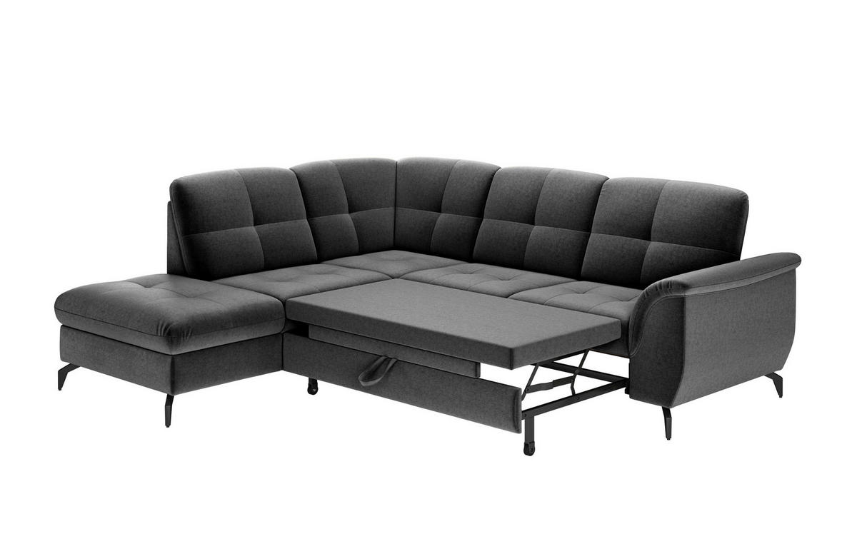 ECKSOFA in Flachgewebe Dunkelgrau  212/244 cm  - Dunkelgrau/Schwarz, MODERN, Textil/Metall (212/244cm) - Sit & More