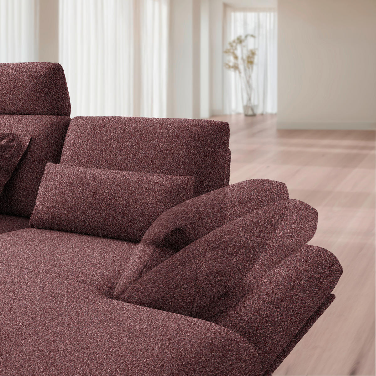 ECKSOFA  in Flachgewebe Bordeaux  234/155 cm  - Bordeaux/Schwarz, Design, Textil/Metall (234/155cm) - Dieter Knoll