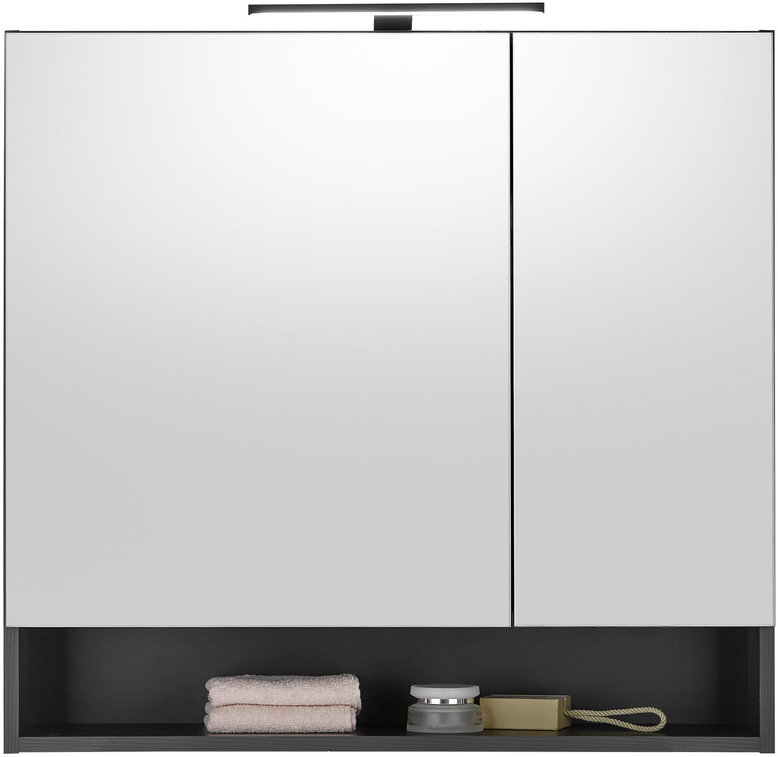 SPIEGELSCHRANK 80/75/22 cm  - Schwarz, KONVENTIONELL, Glas/Holzwerkstoff (80/75/22cm) - Xora