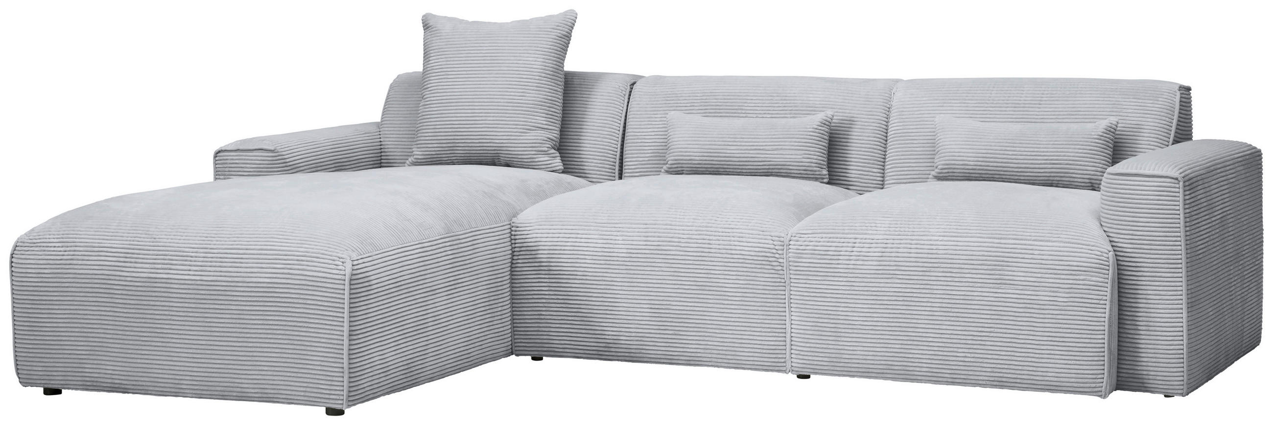 ECKSOFA in Cord Grau  - Schwarz/Grau, Design, Kunststoff/Textil (196/303cm) - Livetastic