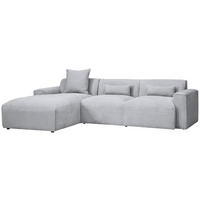 ECKSOFA in Cord Grau  - Schwarz/Grau, Design, Kunststoff/Textil (196/303cm) - Livetastic