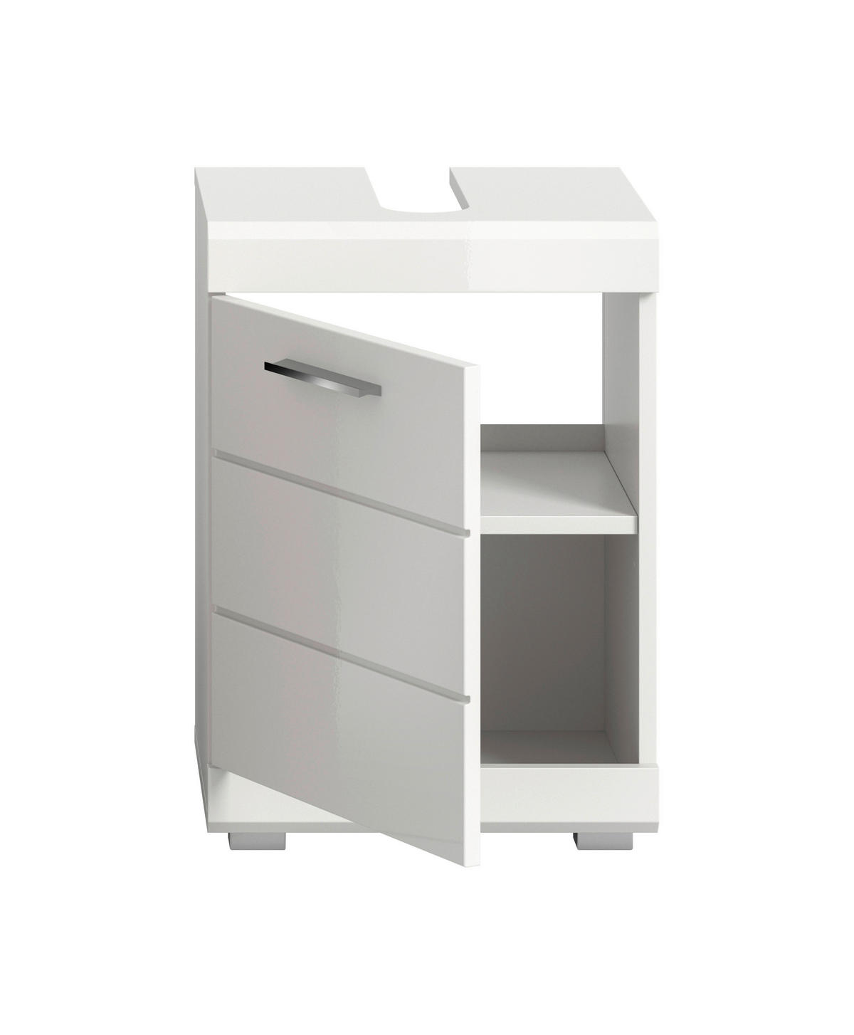 WASCHBECKENUNTERSCHRANK 40/56/34 cm  - Weiß Hochglanz/Silberfarben, Trend, Holzwerkstoff/Kunststoff (40/56/34cm) - MID.YOU