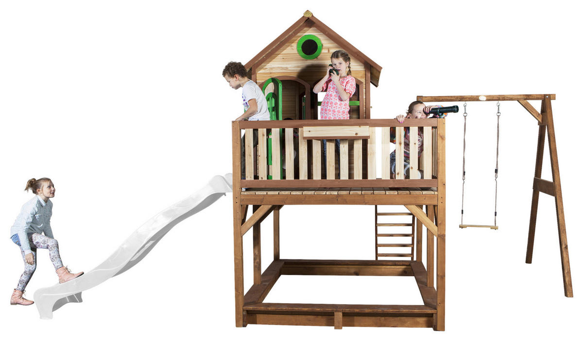 SPIELTURM 541/291/277 cm  - Weiss/Braun, Konventionell, Holz/Kunststoff (541/291/277cm)